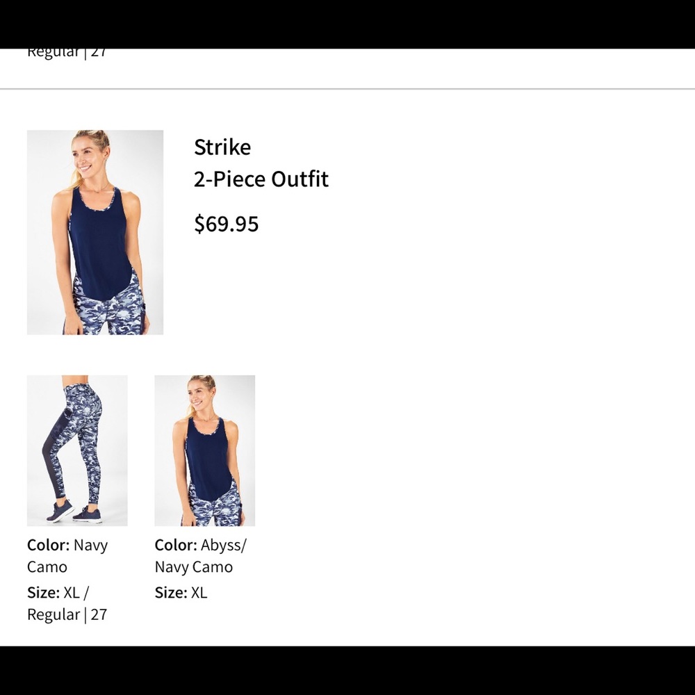 COPY - NWT Fabletics Navy Camo TOP ONLY!!!